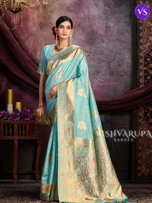 Woven Kanjivaram Glitter Silk Saree - Ananda