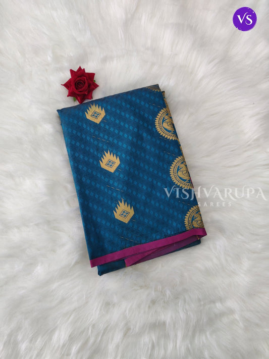 Borderless Semi Silk Saree - Blue