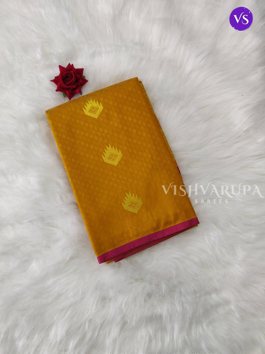 Borderless Semi Silk Saree - Mustard