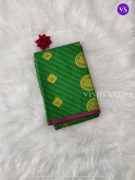 Borderless Semi Silk Saree - Green