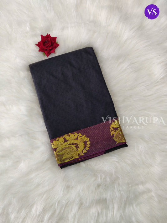 Semi SIlk Saree - Dark Grey