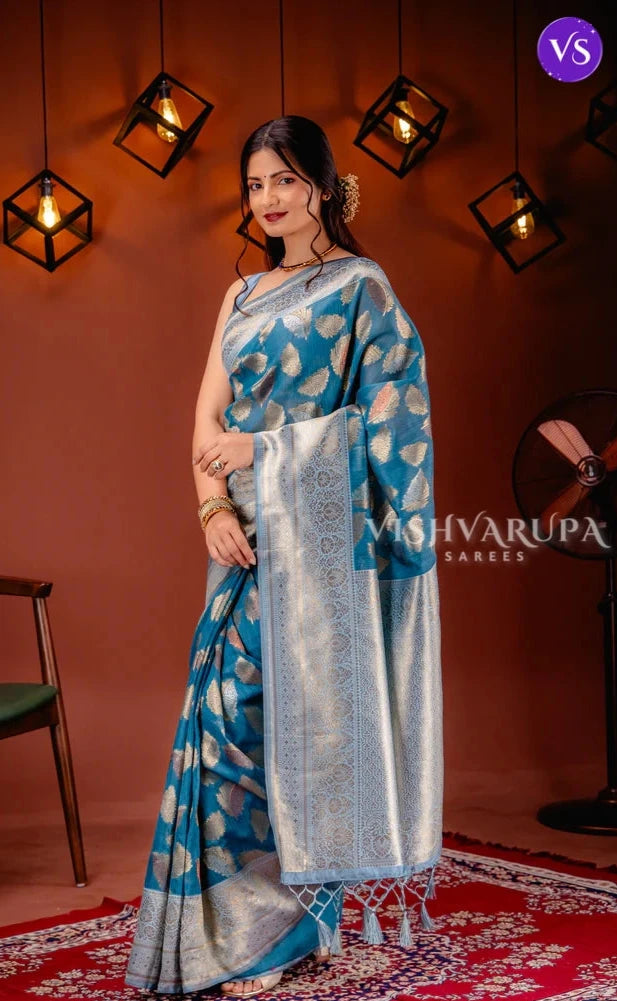 Party Wear Kanjivaram Style Saree - Sapphire