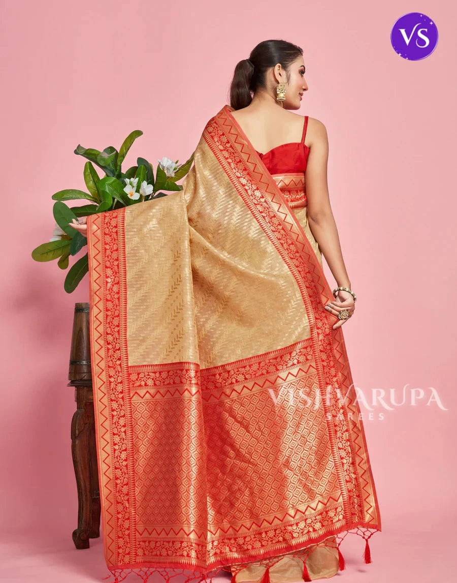 Stylish Ethnic Festive Wear Saree - Peach