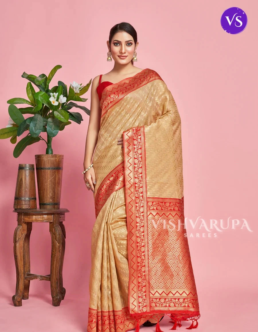 Stylish Ethnic Festive Wear Saree - Peach