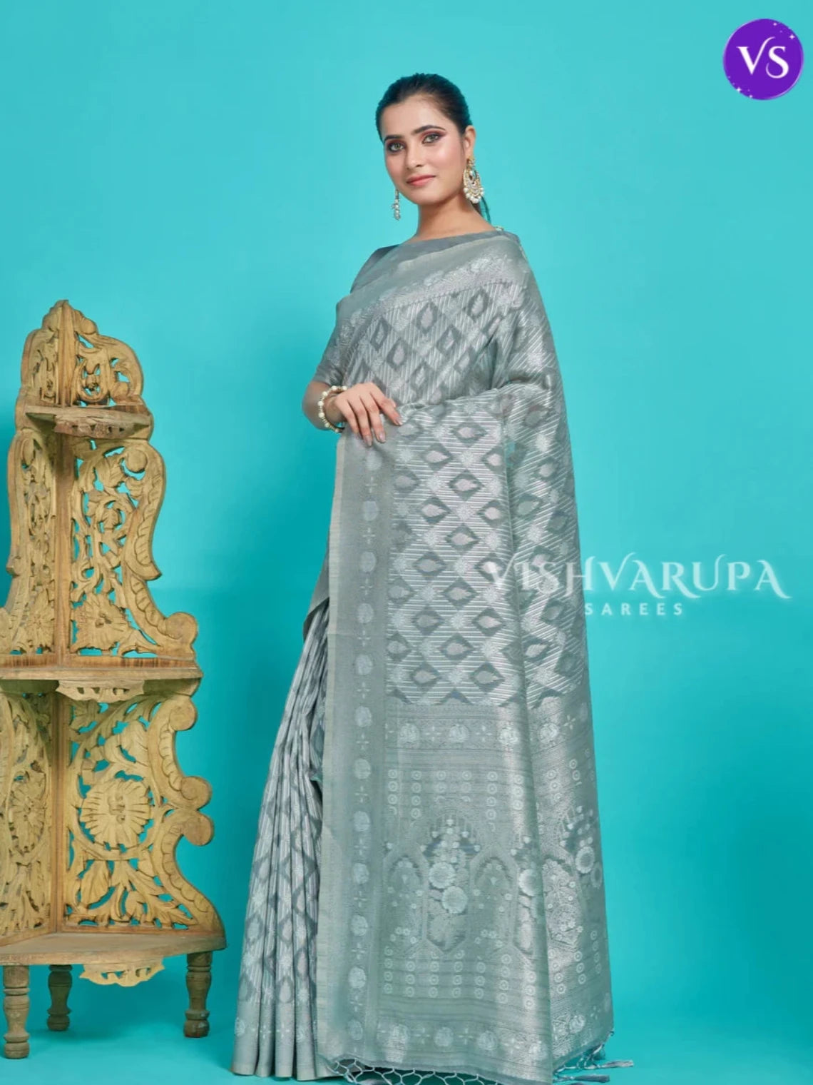 Premium Designer Silk Saree - Grey