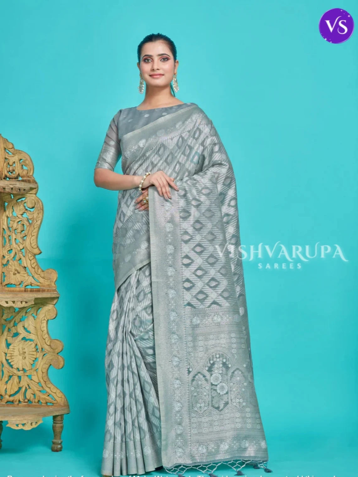 Premium Designer Silk Saree - Grey